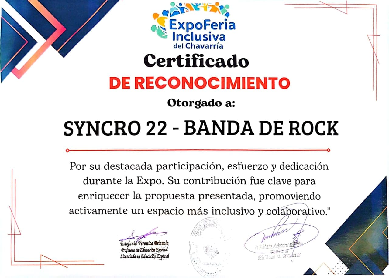Certificado de Reconocimiento — ExpoFeria Inclusiva del Chavarría