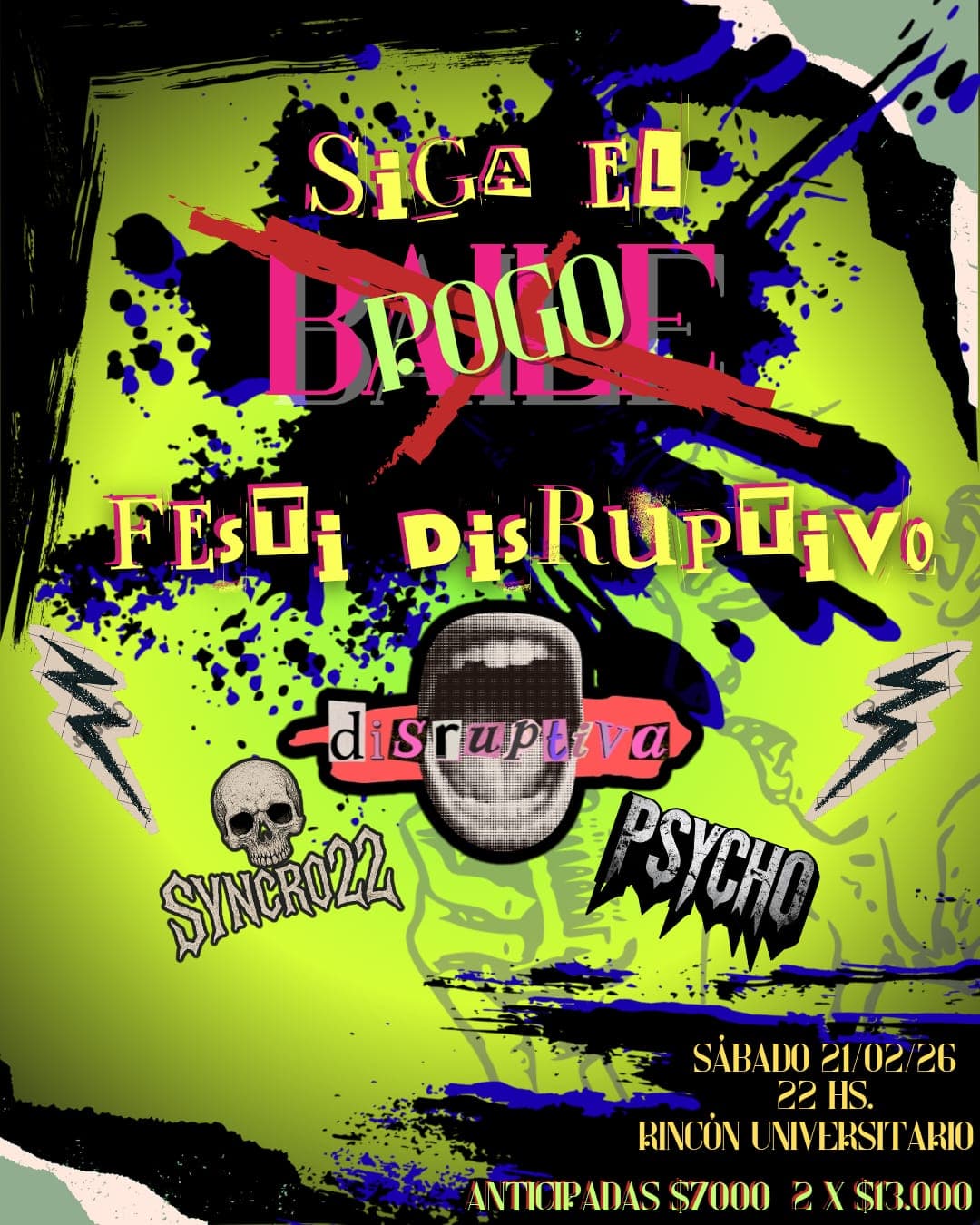 Flyer de Festi Disruptivo — Sábado 21/02/26