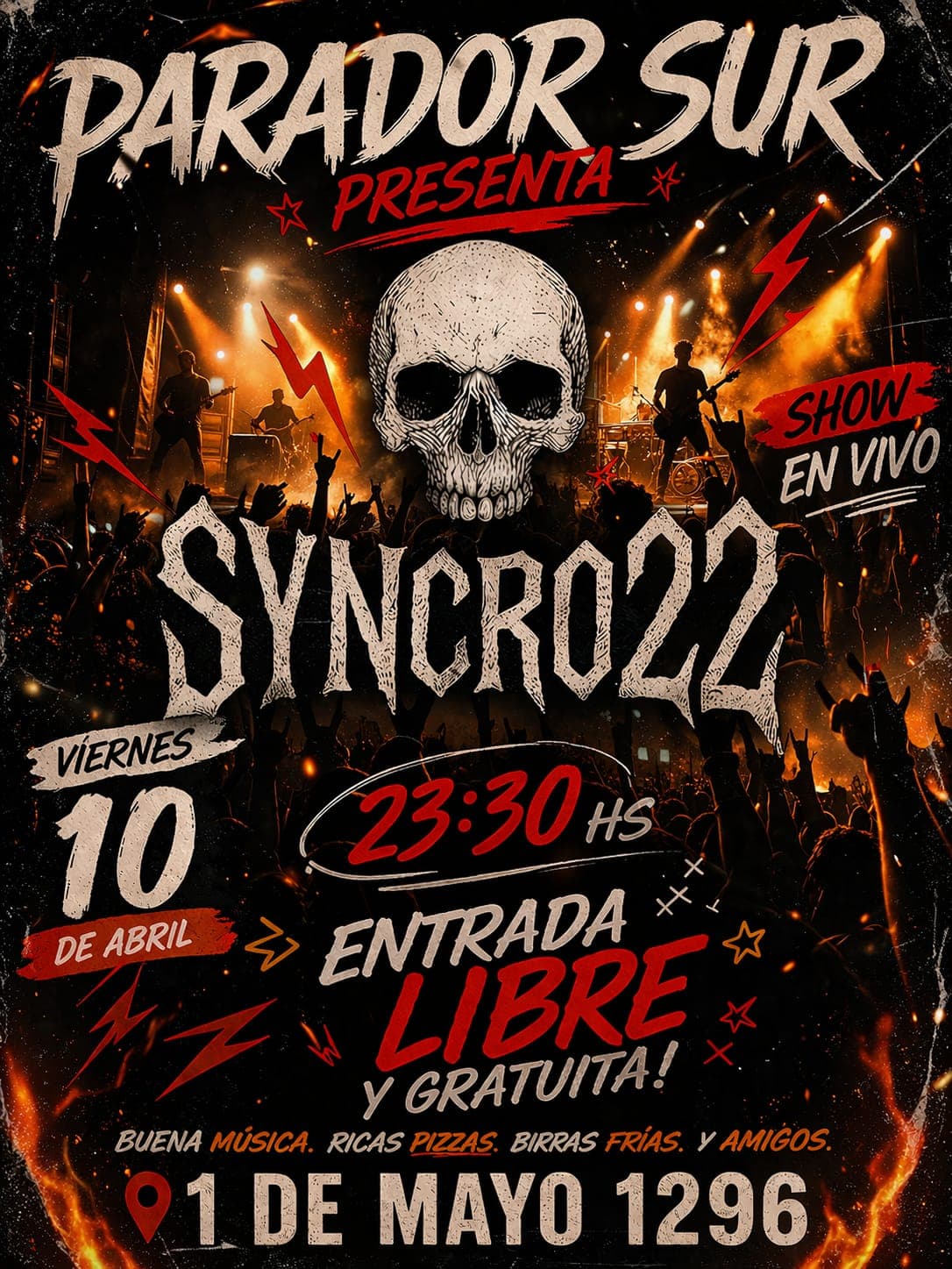 Flyer de Parador Sur — Viernes 10 de abril